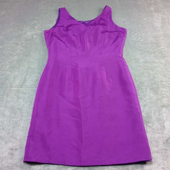 Vintage Vision Apparel Dress Womens Sz 8 Purple 100% Silk Sweatheart Satin Party - Picture 1 of 10